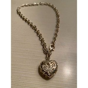 Vintage heart pendant on chunky silver chain